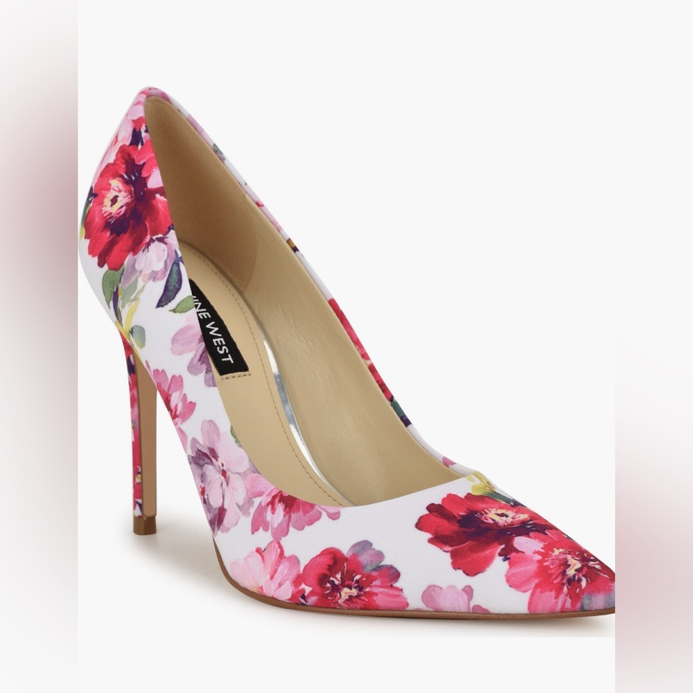 Women's Nine West Fresh Pointed Toe Pump Heels Floral Medium Pink Size 9